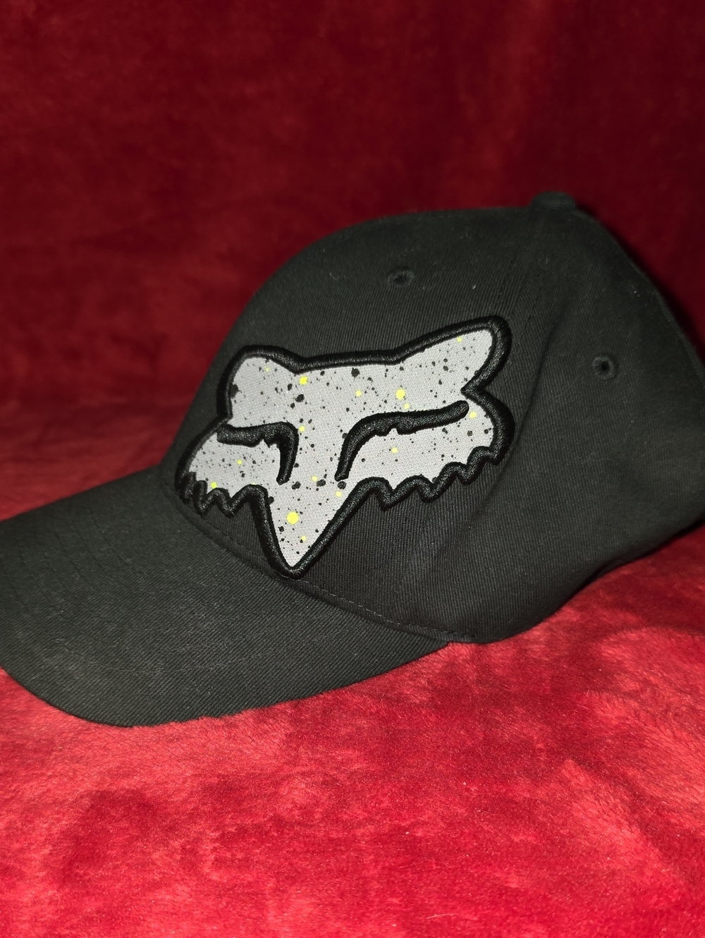 Fox Black Kids Cap with Reflective Gray Logo and Yellow Accents